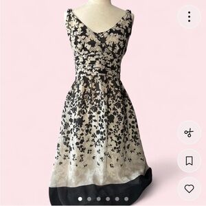 Ann Taylor Black and Ivory Floral Maxi Dress